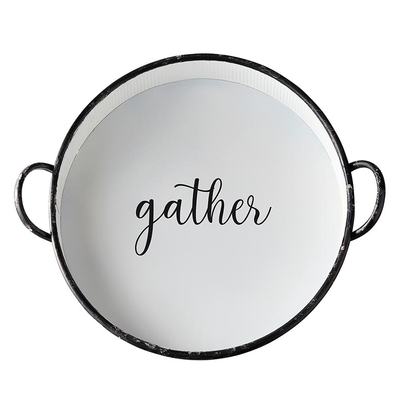 AMR537 - Set of 2 - Metal Round Tray - Gather by CBGifts