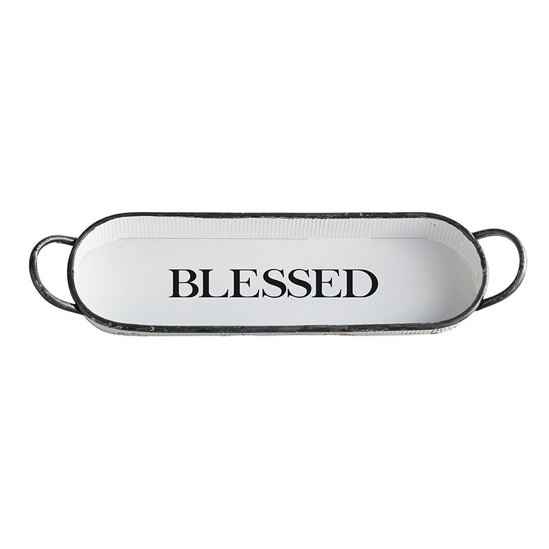 AMR541 - Set of 2 - Metal Oval Tray - Blessed by CBGifts
