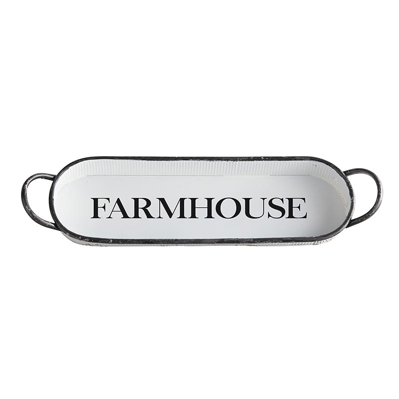 AMR542 - Set of 2 - Metal Oval Tray - Farmhouse by CBGifts