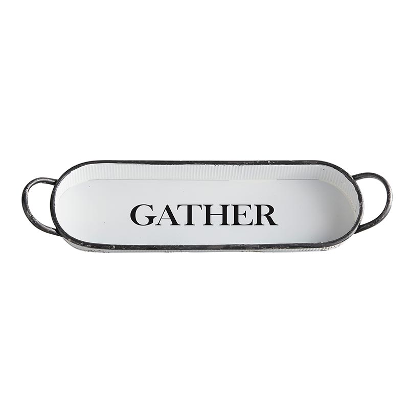 AMR544 - Set of 2 - Metal Oval Tray - Gather by CBGifts