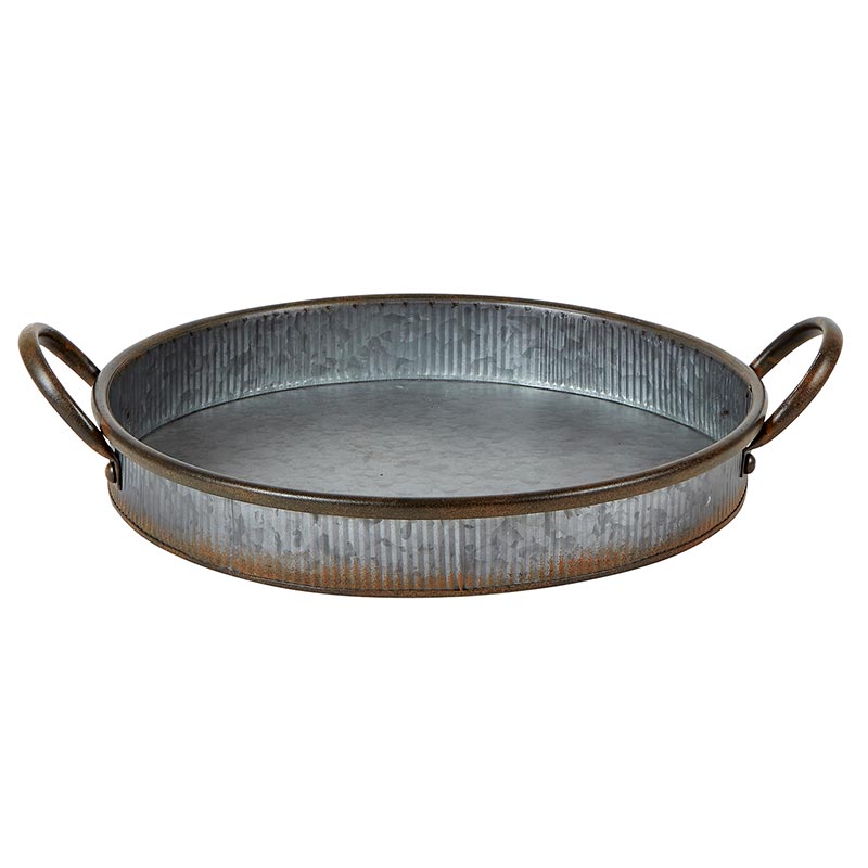 AMR545 - Set of 2 - Galvanized Round Tray - Small by CBGifts
